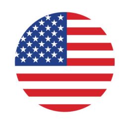 American flag in circle"n shape.